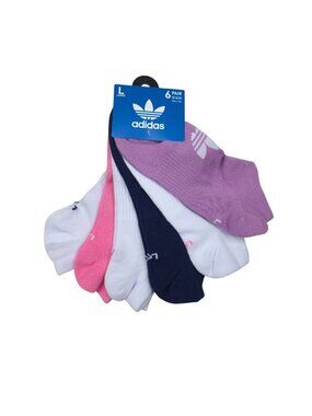 Adidas Womens No Show Socks 6-Pack Large Moisture-Wicking Comfortable Fit